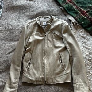 Zara Beige Real Leather Jacket